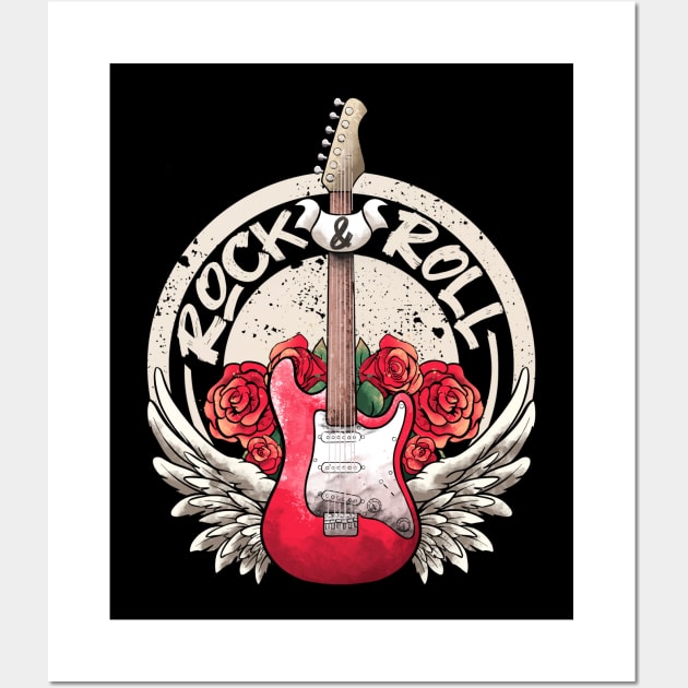 Lets Rock Rock&Roll Skeleton Hand Vintage Retro Rock Concert Wall Art by MerchBeastStudio